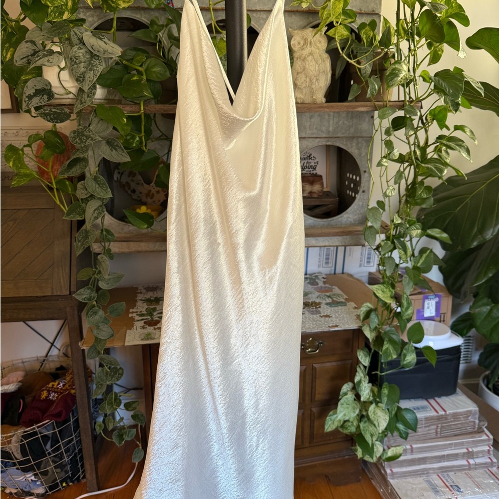 Elegant White Satin Slip Dress